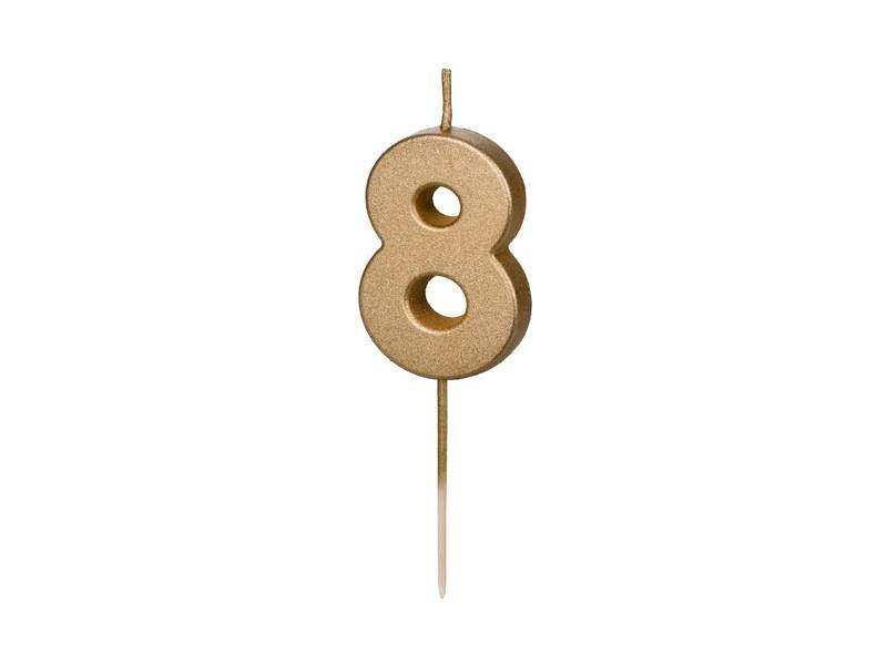 Świeczka urodzinowa Partydeco złota "8"