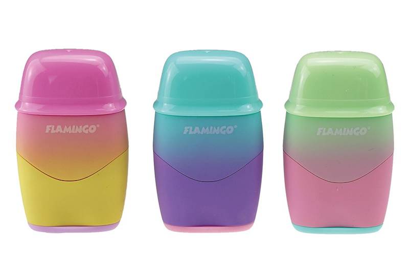 Temperówka podwójna z gumką Flamingo