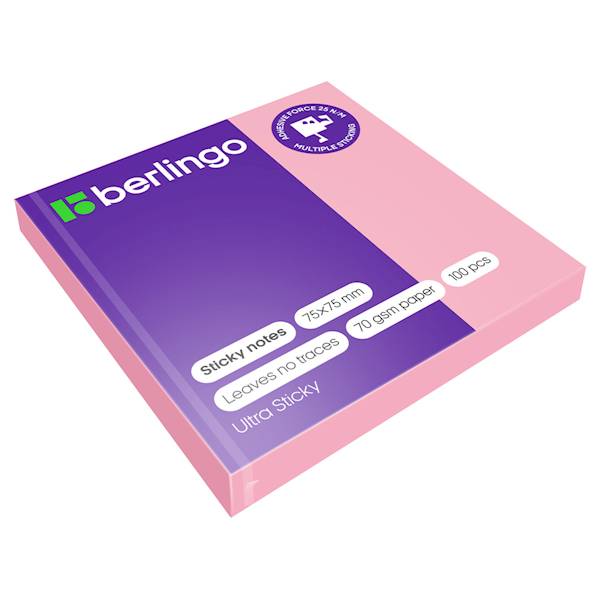 Bloczek samop. Berlingo Ultra Sticky 75x75 różowy