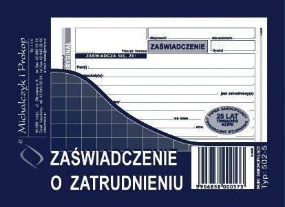 Zaświadczenie o zatrudnieniu A6 80k 502-5