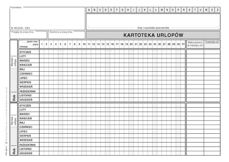 Kartoteka urlopów A5 20k 525-3