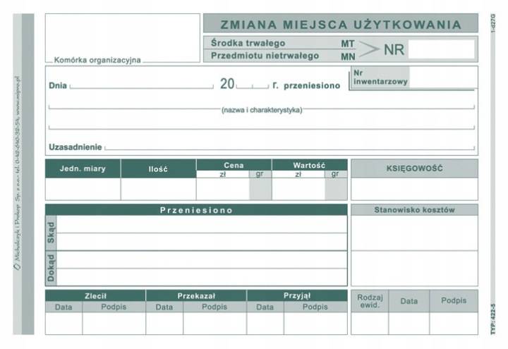 Zmiana miejsca użytkowania ś.t. MT 40k 422-5
