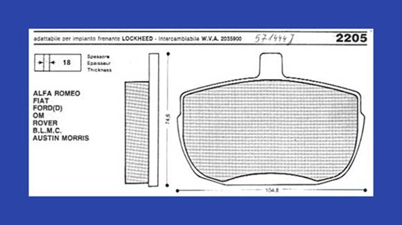 JUR 571444J KLOCKI HAMULCOWE  FORD FIAT ROVER  