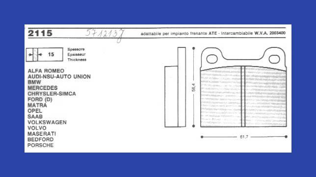 JUR 571213J KLOCKI HAMULCOWE  FORD  OPEL 
