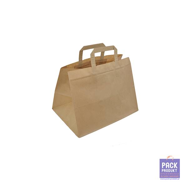 TORBA PAPIEROWA UCHO BRĄZ 32x22x25 CATERING 21L
