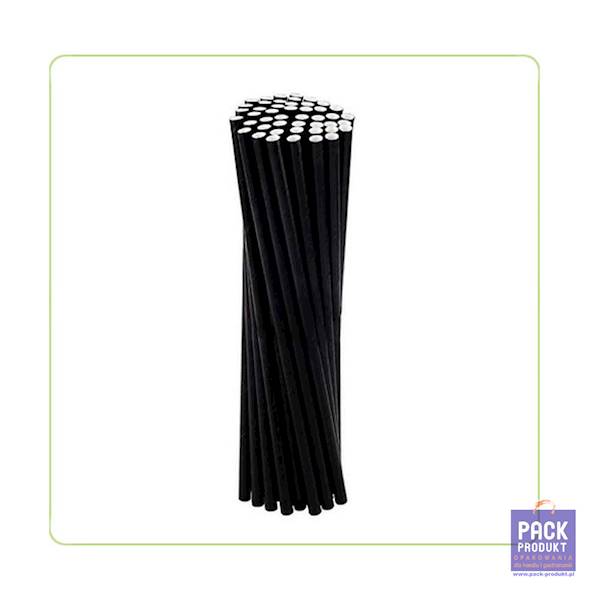 SŁOMKA PAPIEROWA 200 x 12mm (skos) CZARNE  A'100 