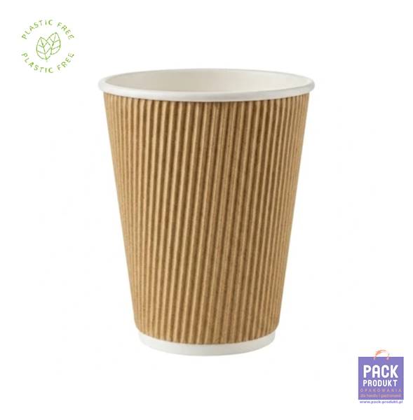 KUBEK 100% PAPIER 300 ML RYFLOWANY KRAFT 2W A'25
