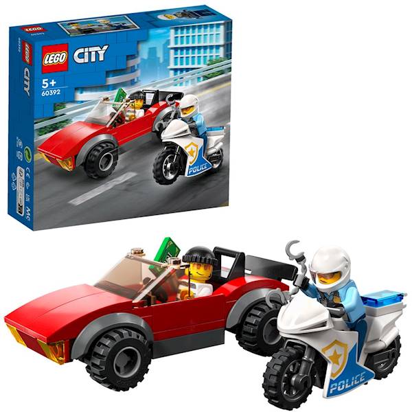 LEGO 60392 City Motocykl policyjny – pościg za samochodem