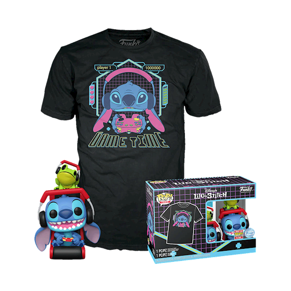 LILO i STITCH: Koszulka + figurka - Gamer Stitch with frog (L)