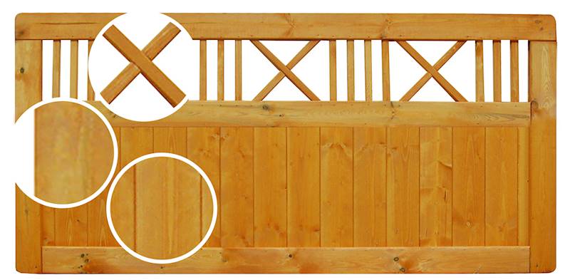 Płot MELLUM z ornamentem 179x89cm - lazura modrzew