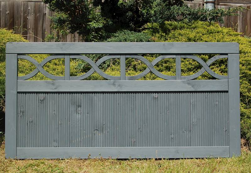 Płot BILBAO z ornamentem w wymiarze 179x89cm w lazurze szarej.