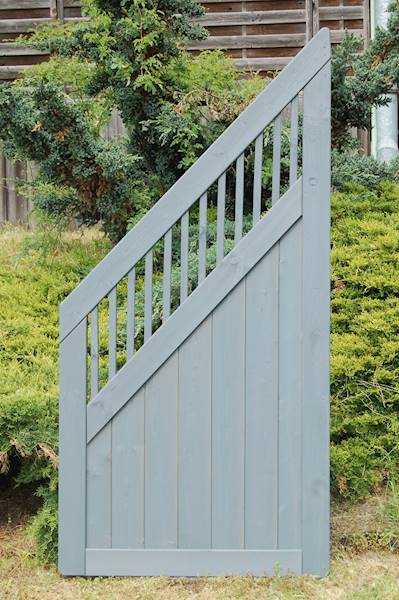 Płot MELLUM element końcowy z ornamentem 89x179/89cm w lazurze szarej