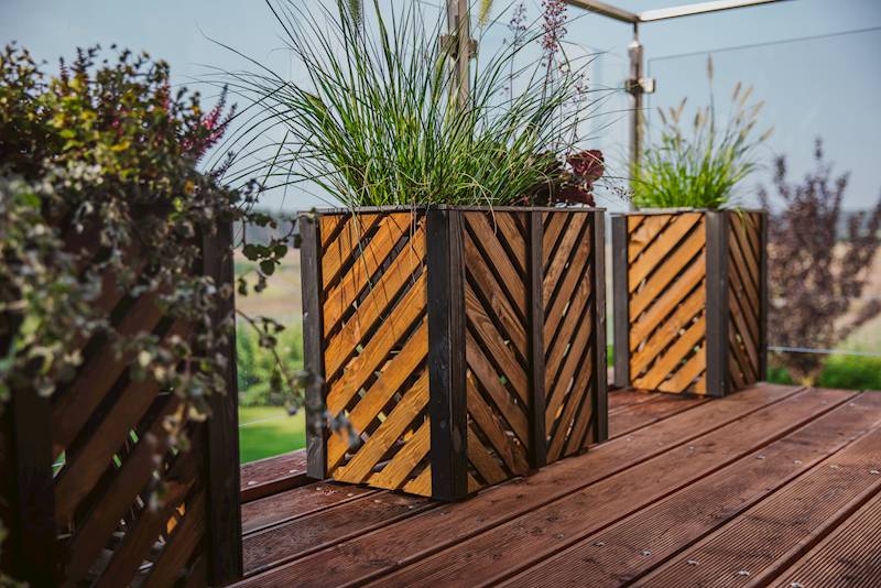 Donica TIVOLI 60x35x53 cm 2 wkłady lazura antracyt+złoty dąb