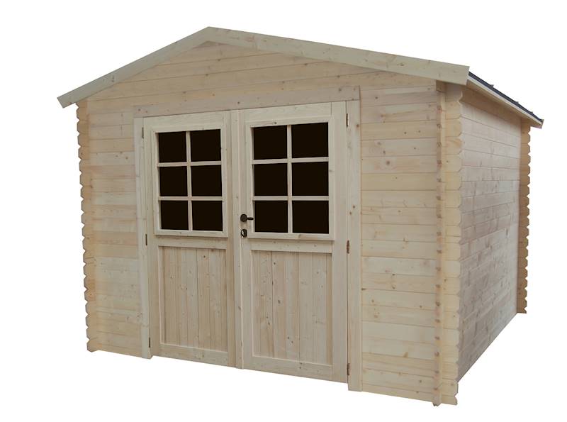 Domek węgłowy naturalny 298x298cm deska28mm, ściana 175cm, drzwi 165cm
