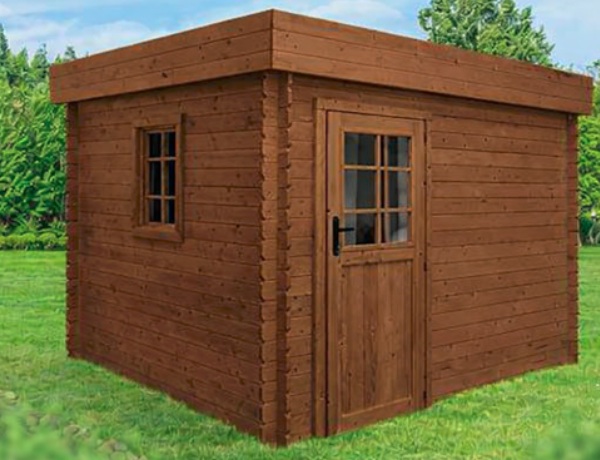 Felix z płaskim dachem 290x290x238 cm deska 28 mm impregnacja brązowa