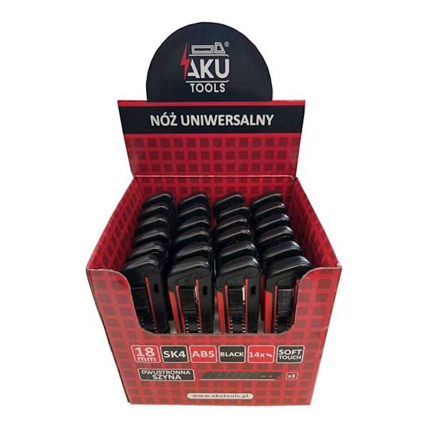 NÓŻ Z OSTRZEM ŁAMANYM 18MM + 2 OSTRZA ZAPASOWE