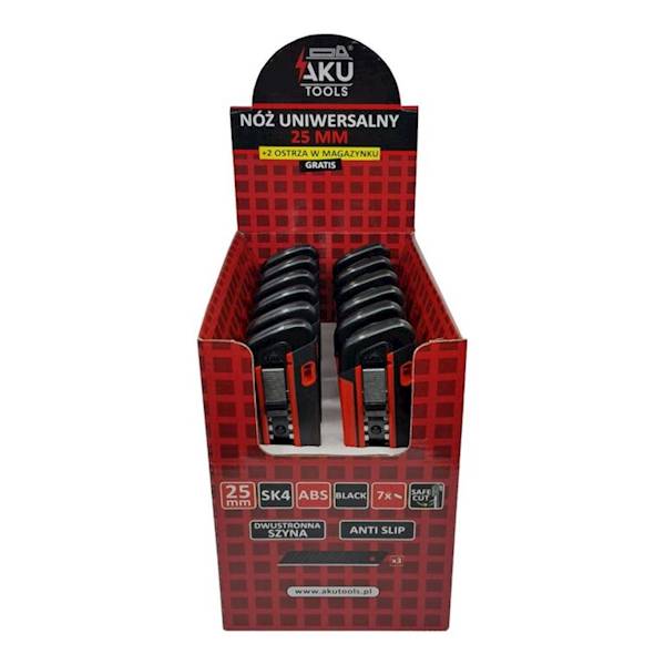 NÓŻ UNIWERSALNY Z WYMIENNYM OSTRZEM ŁAMANYM 25MM