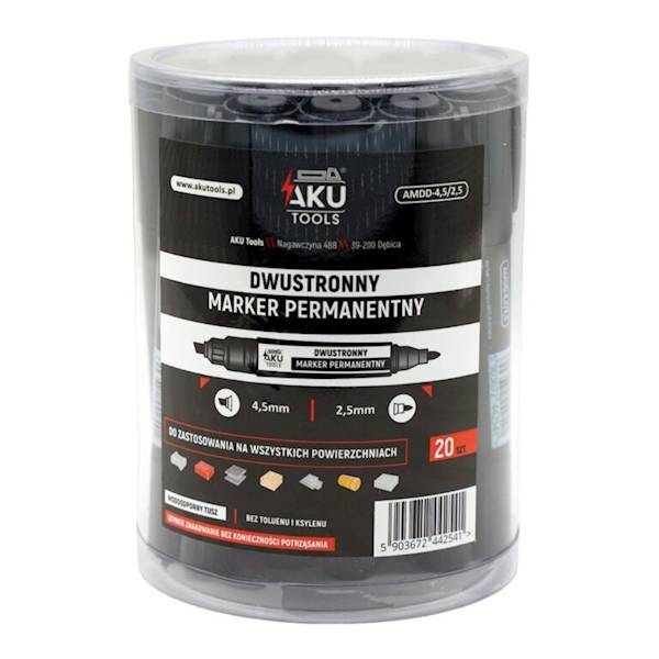 Marker dwustronny czarny 4,5 / 2,5mm