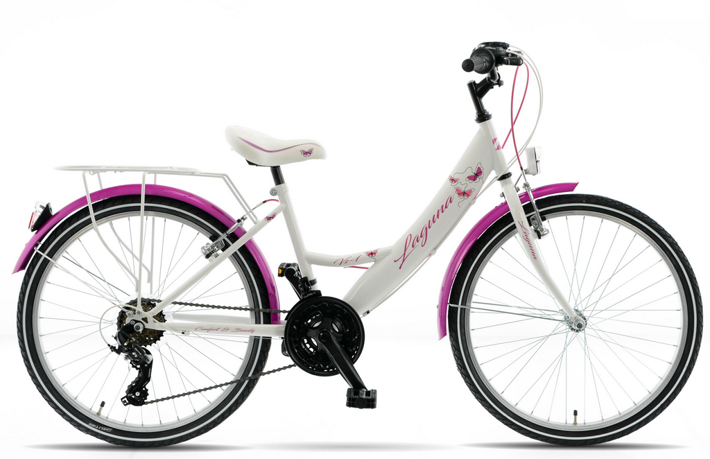 ROWER KANDS LAGUNA VS-1 RAMA 14" KOŁA 24" BIAŁY RÓŻOWY POŁYSK