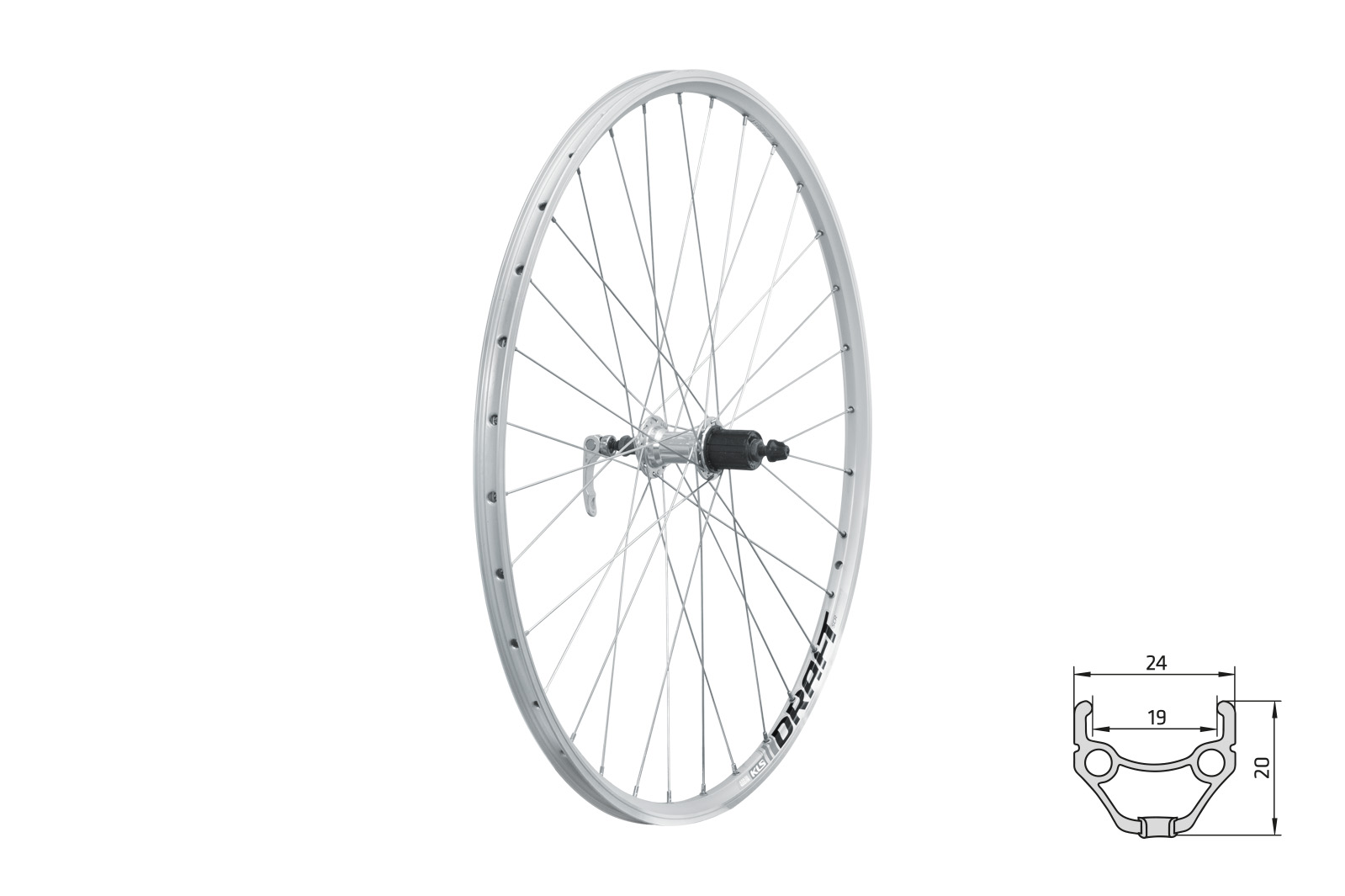 KOŁO KELLYS KLS DRAFT 28/29" TYŁ VB KASETA SREBRNE