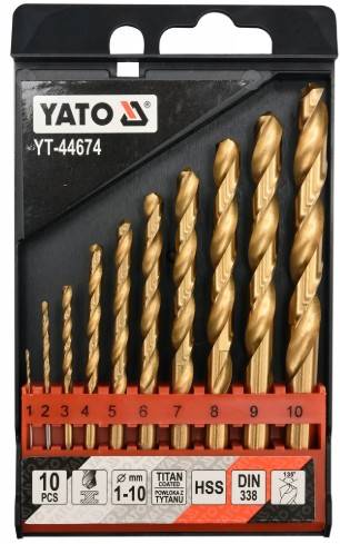 Wiertło  do metalu komplet 1-10 mm  Yato Tytan