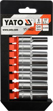 Nasadki długie CV 1/4" 5,5-13 8cz. YATO