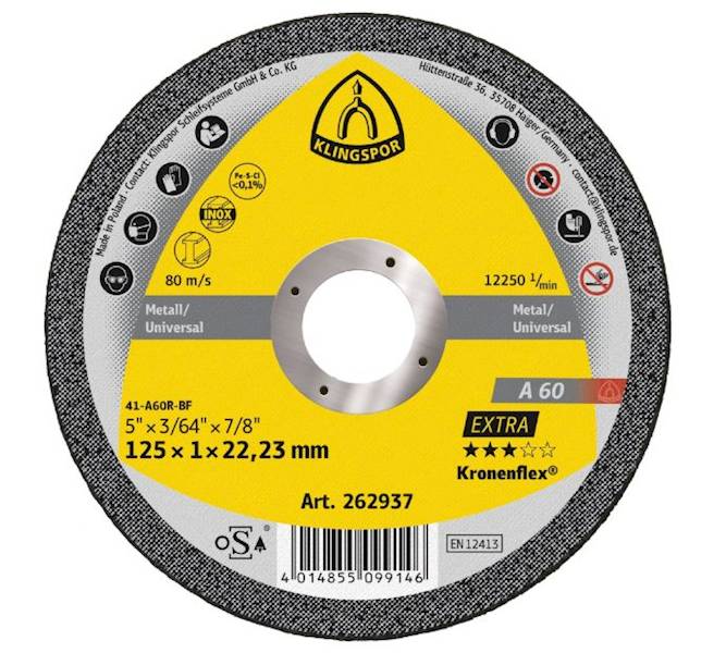 Tarcza    do przecinania stali    125x1,0 Klingspo