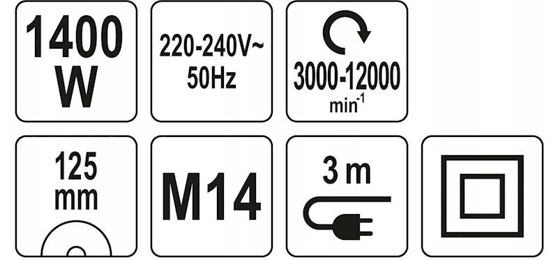 E Szlifierka Kątowa   125mm 1400 W YATO 