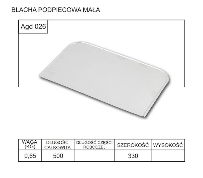 Blacha podpiecowa   mała