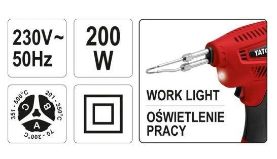 E lutownica transf. 200W YATO