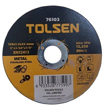 Tarcza    do przecinania stali    125x1,2   TOLSEN
