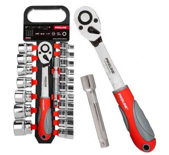 ZESTAW NASADEK 1/2 20 SZT. PLUS GRZECHOTKA PROLINE