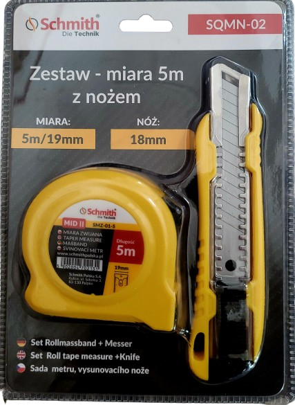 Zestaw- miara 5m z nożem  SCHMITH