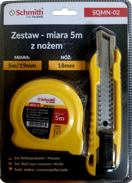 Zestaw- miara 5m z nożem  SCHMITH