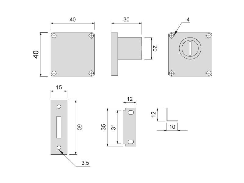 Zamek mebl. ATM ZB-139 19x22mm