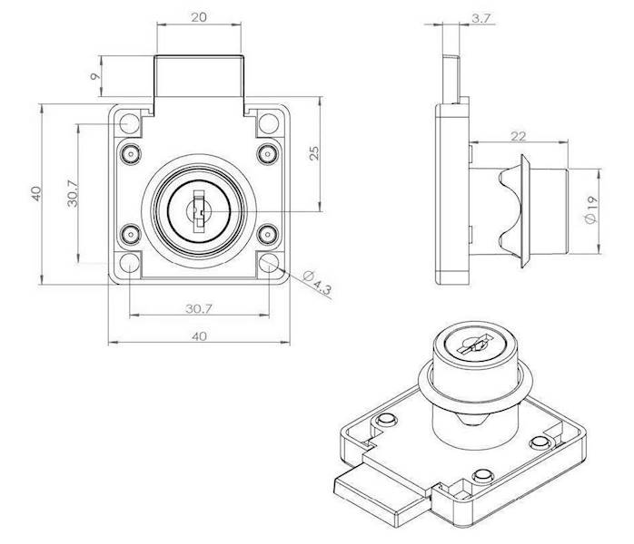 Zamek 850 prawy 19x22