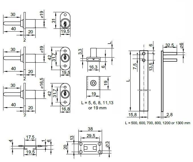 Zamek centralny 1018 19 HK 8mm MICJ12 L-800