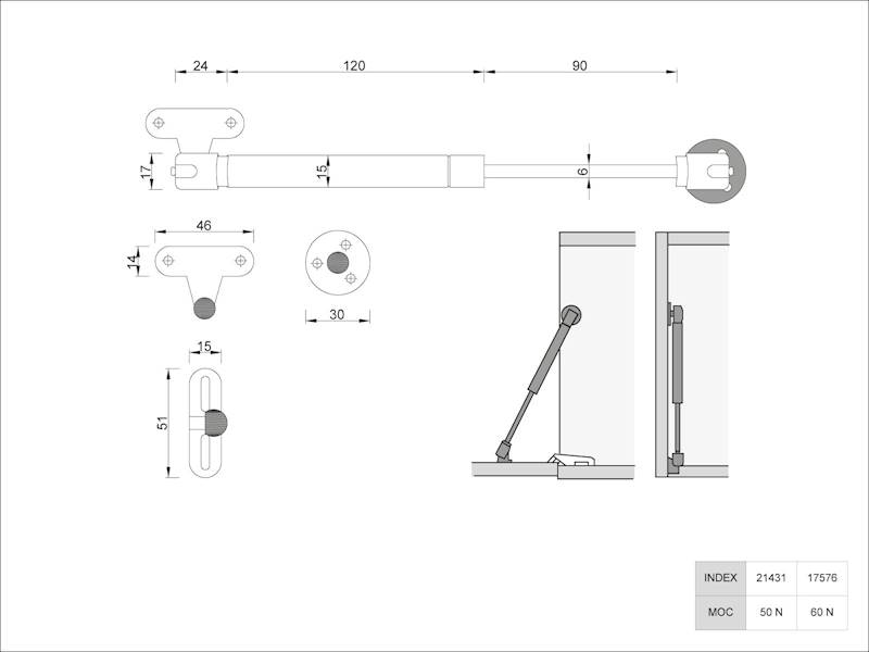 Zawias do barku gazowy ATM PG-016 kontra 60N
