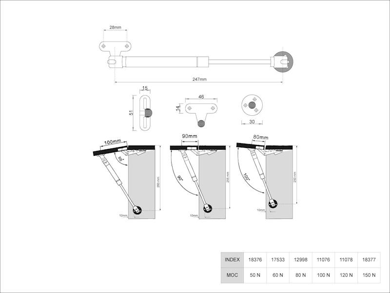 Zawias do barku gazowy ATM PG-010 60N