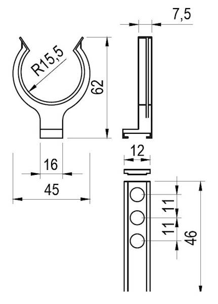 STRONG Big klip do cokołu drewniany