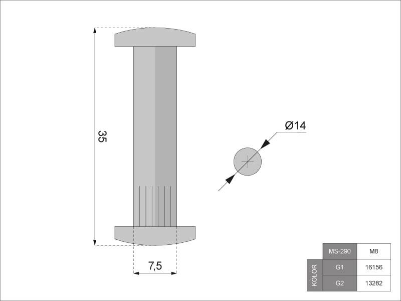 Złącze śrub. WŁ.M8 G2.nikiel 31-40 MS-290