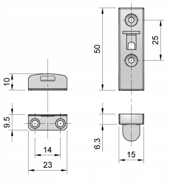 Zasuwka meblowa prosta B