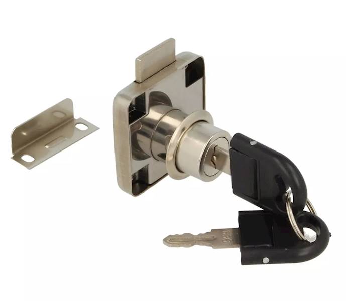 Zamek meblowy kwadratowy z kluczem łamanym