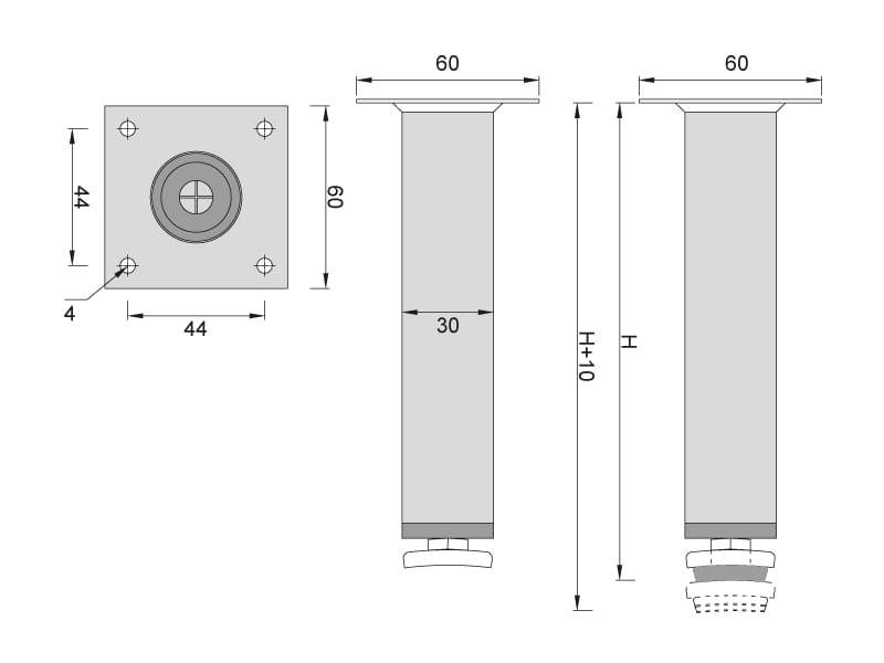 Nóżka mebl.DN-737 P H-100 P2 #25 czarna