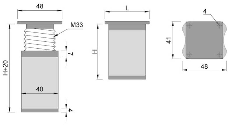 Nóżka meblowa DN-027 H-150 A6/T3 aluminium