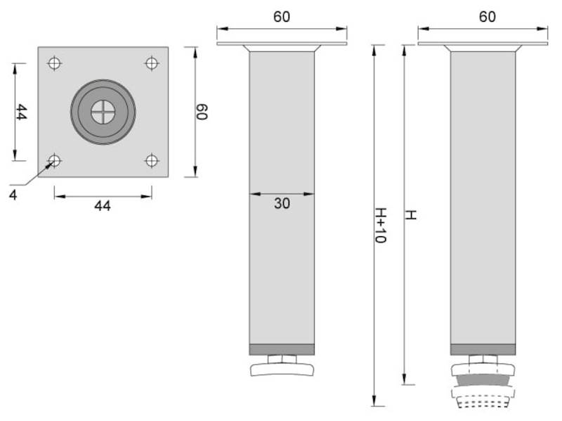 Nóżka meblowa DN-737 H-150 G2 chrom