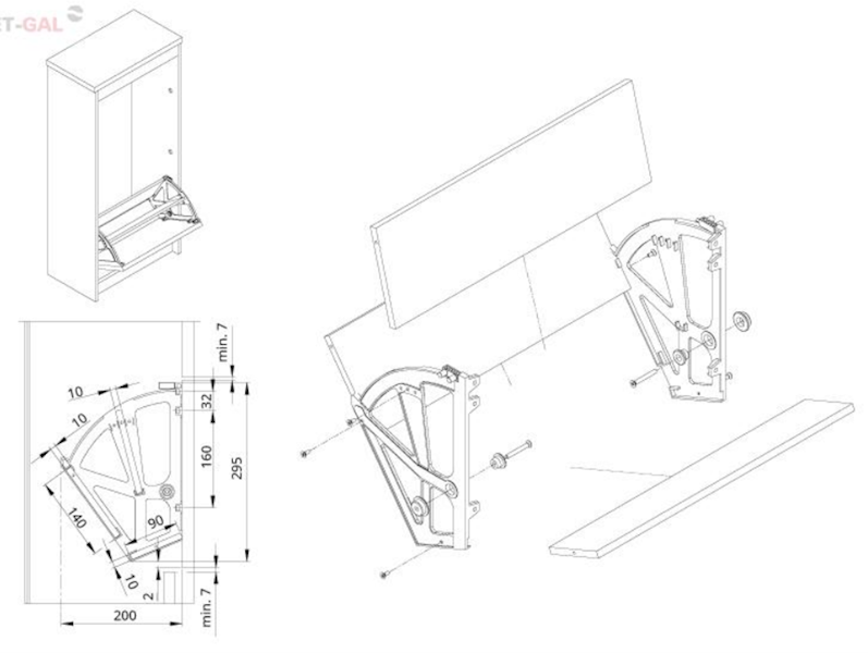 Półka na buty wachlarz 2-rzędowa biała