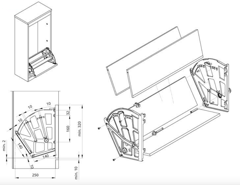 Półka na buty wachlarz 3-rzędowa biała
