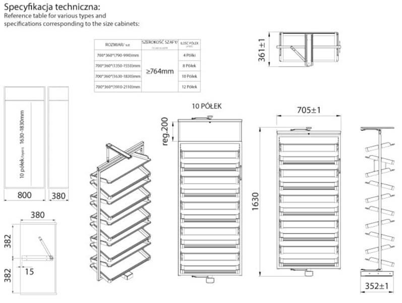 WB-671 P35 Kosz obrotowy na but x10 SYMPHONY