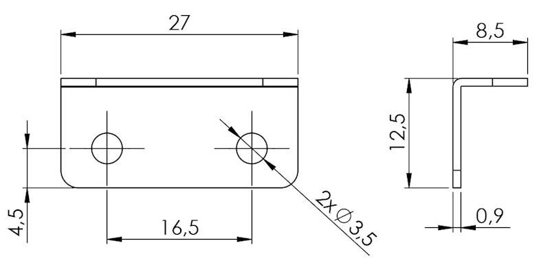 StrongLocks Blokada kątowa dł. 27 mm do zasuwki